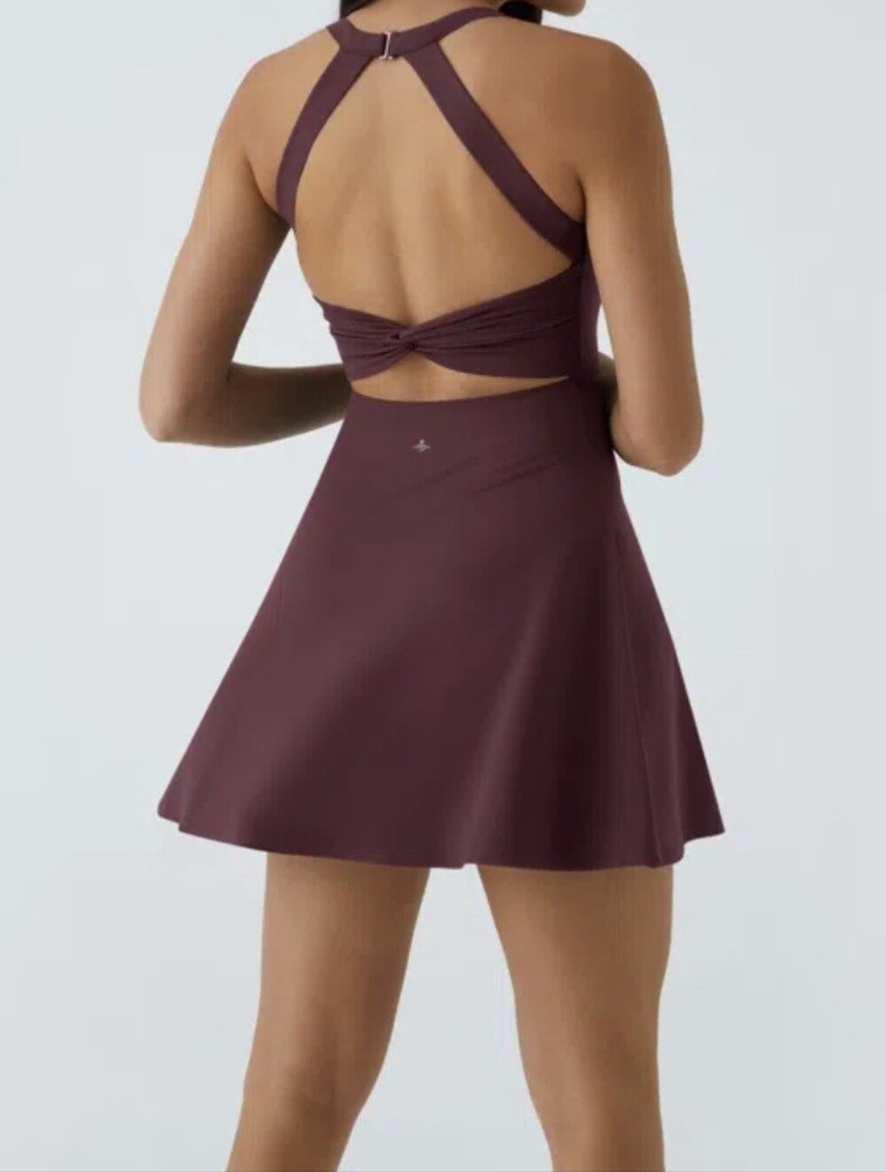 Halara NWT Backless Flare Active Dress In Fig - Longer Length